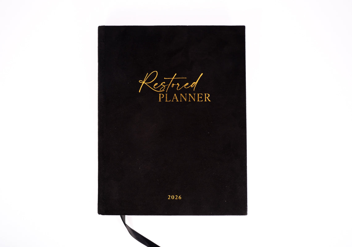 2026 Black Linen Lay-Flat Restored Planner