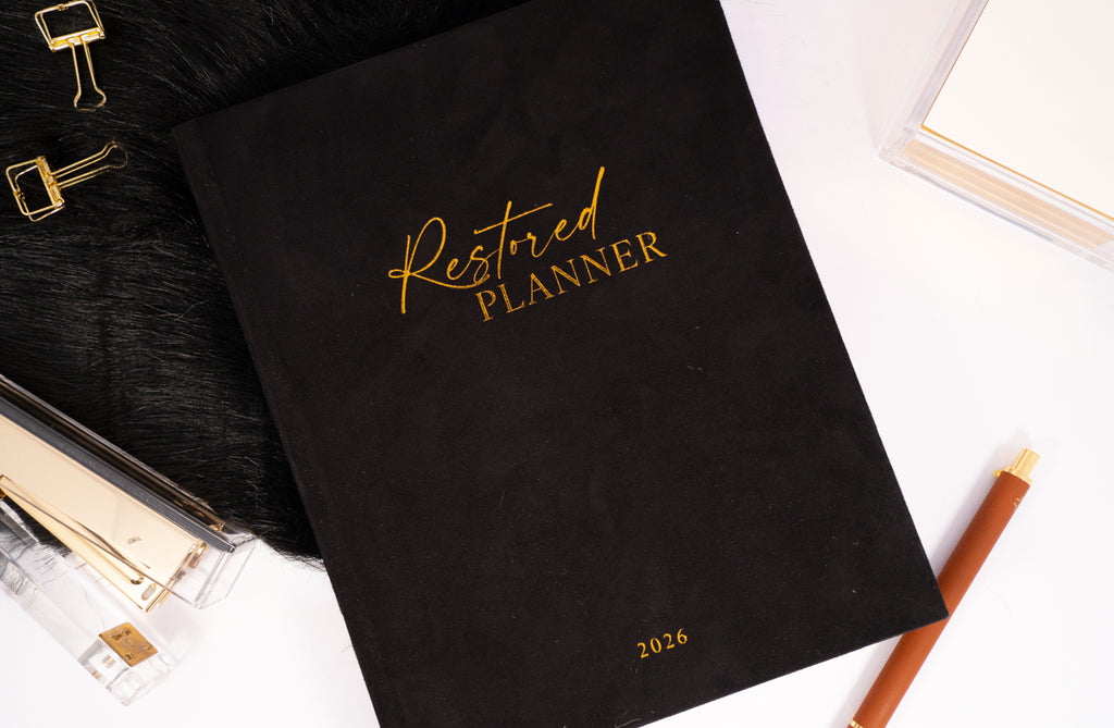 2026 Black Linen Lay-Flat Restored Planner