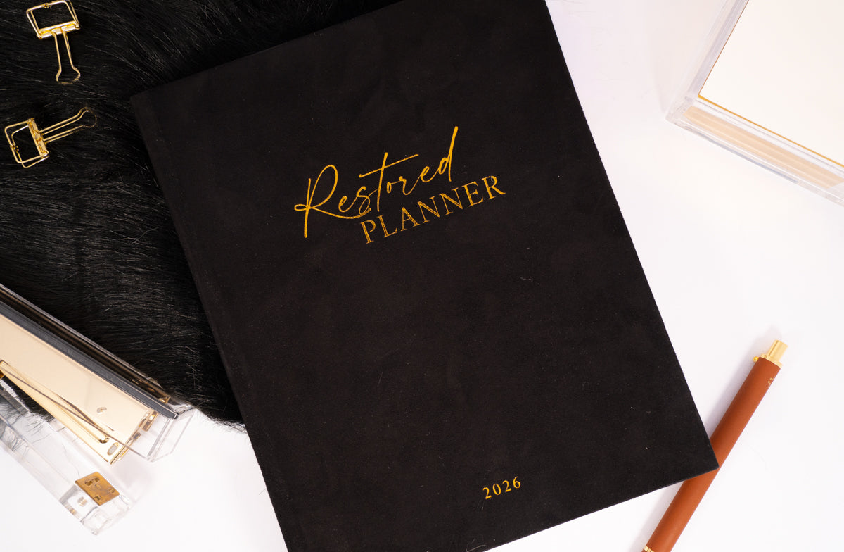 2026 Black Linen Lay-Flat Restored Planner