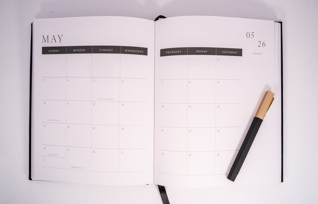 2026 Black Linen Lay-Flat Restored Planner